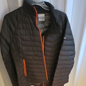 Columbia Men's Dark Jacket with Bright Orange Zippers